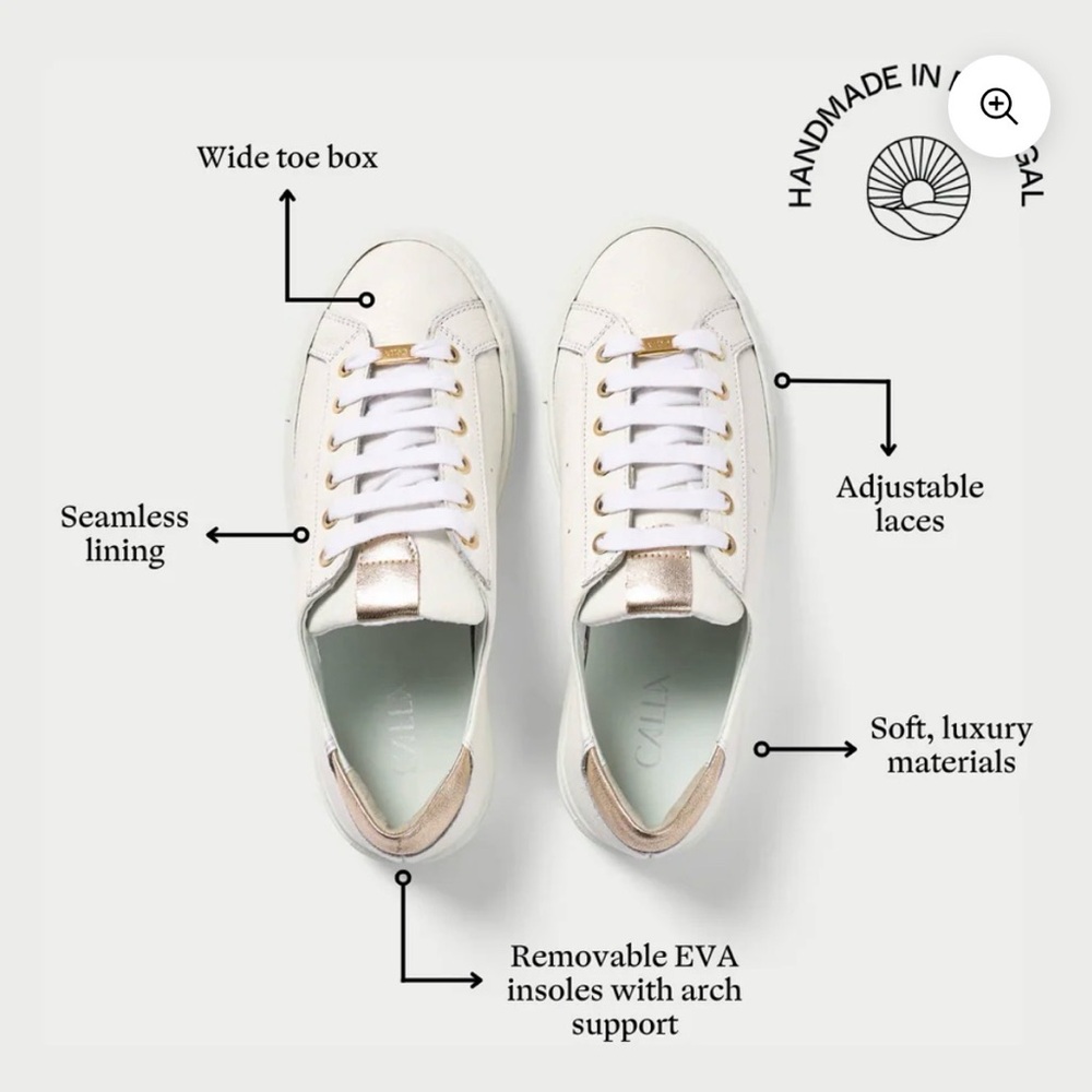 White Leather Sneakers by Calla - Picture 4 of 4